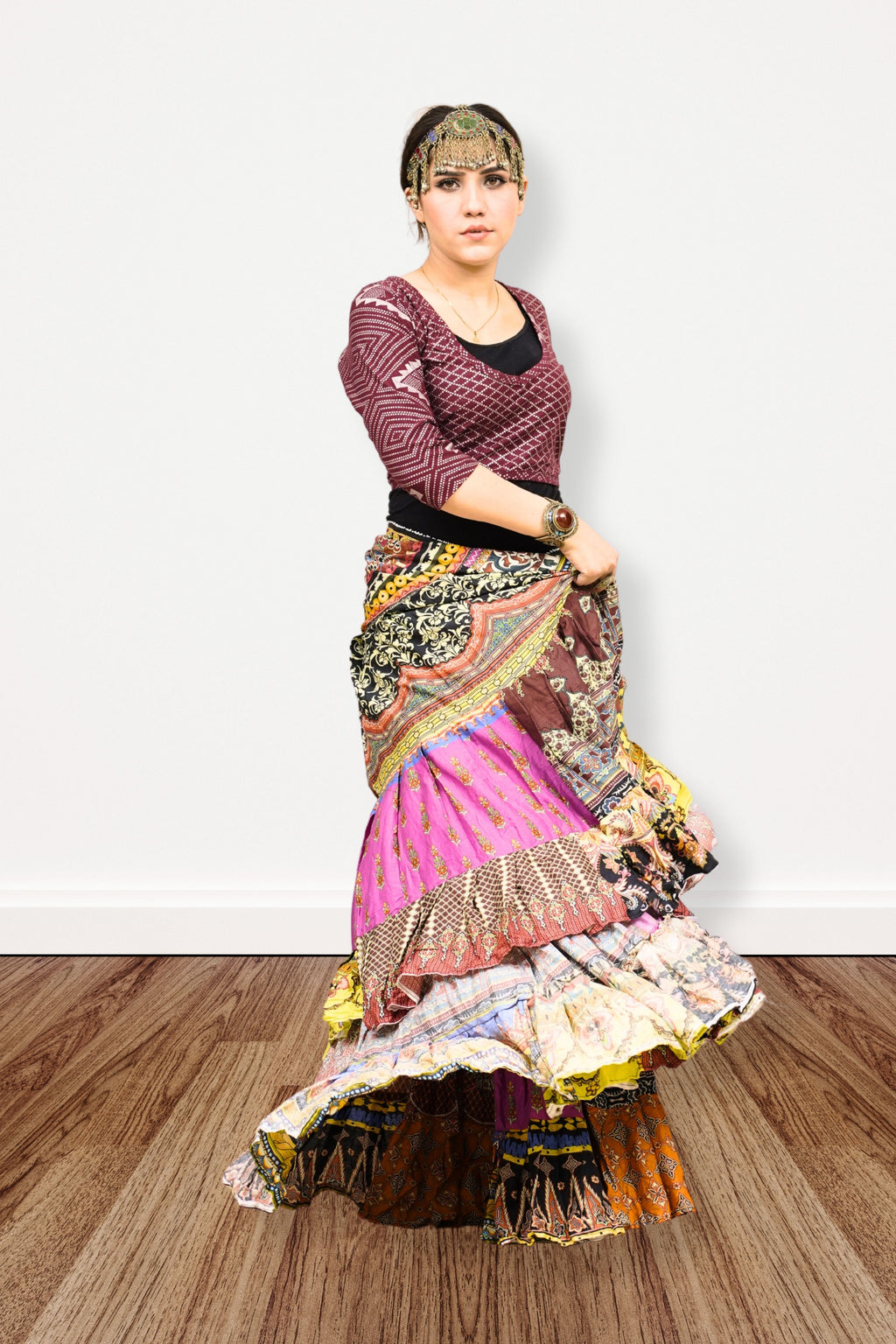 Digital print patchwork Skirt WLS
