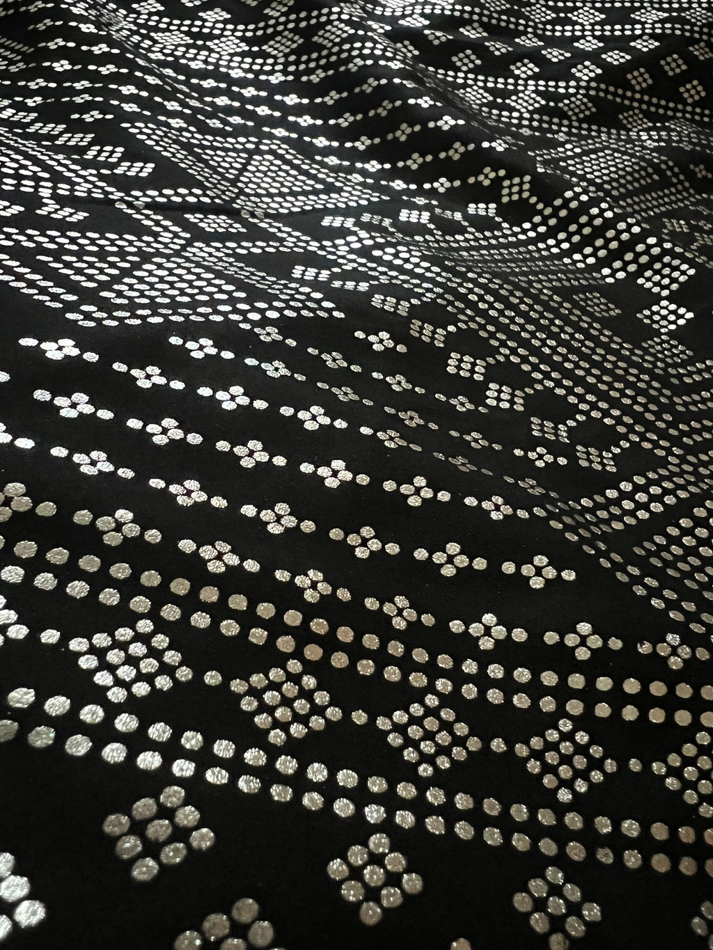 Block print Assuit pattern skirt black/silver foil printing WLS