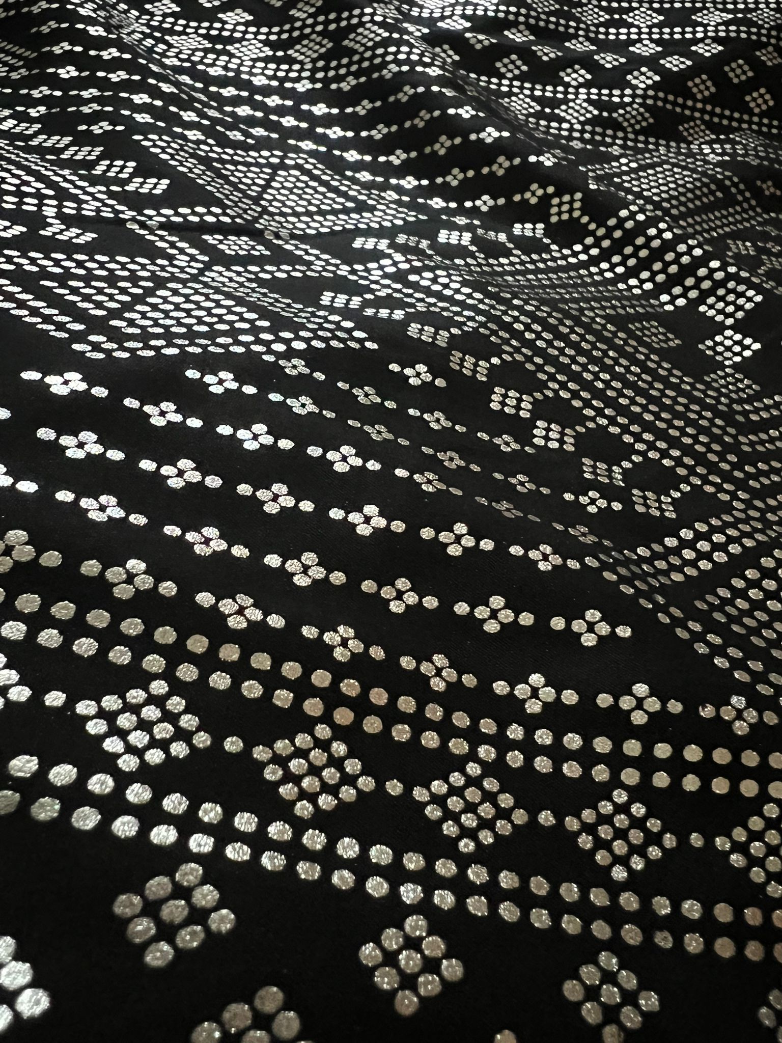 Block print Assuit pattern skirt black/silver foil printing WLS
