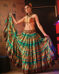 Block print 4 Border Beauty skirt seagreen with padma border WLS