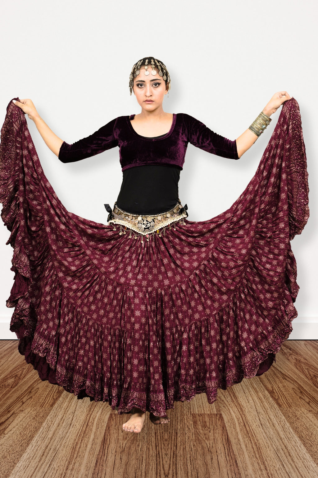 Block print skirt Burgundy WLS