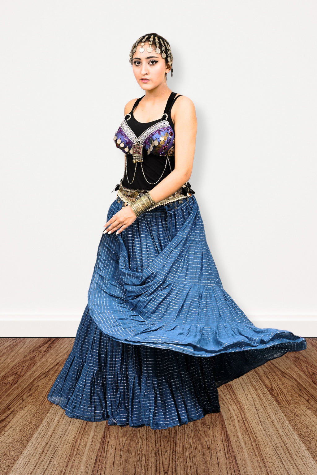 Lurex solid Skirt blue WLS