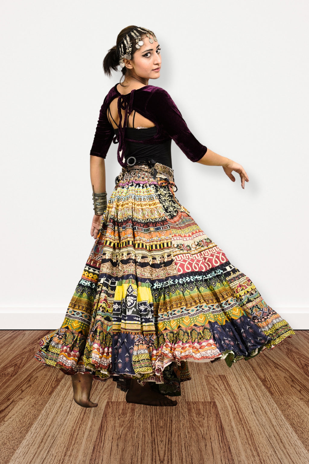 Digital print patchwork Skirt WLS