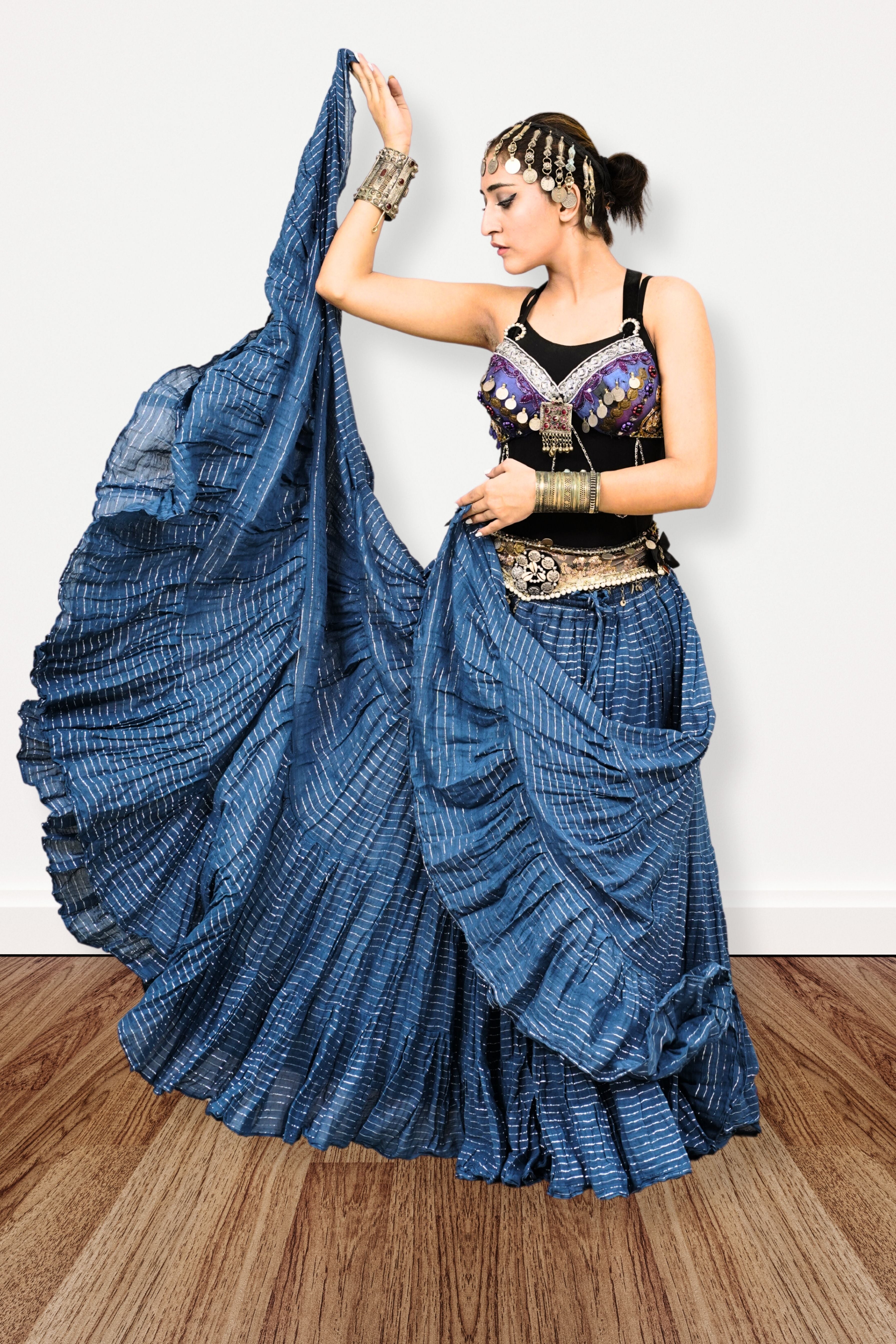 Lurex solid Skirt blue
