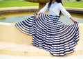 Black/White Stripe Skirt Block Print Skirt 25yards