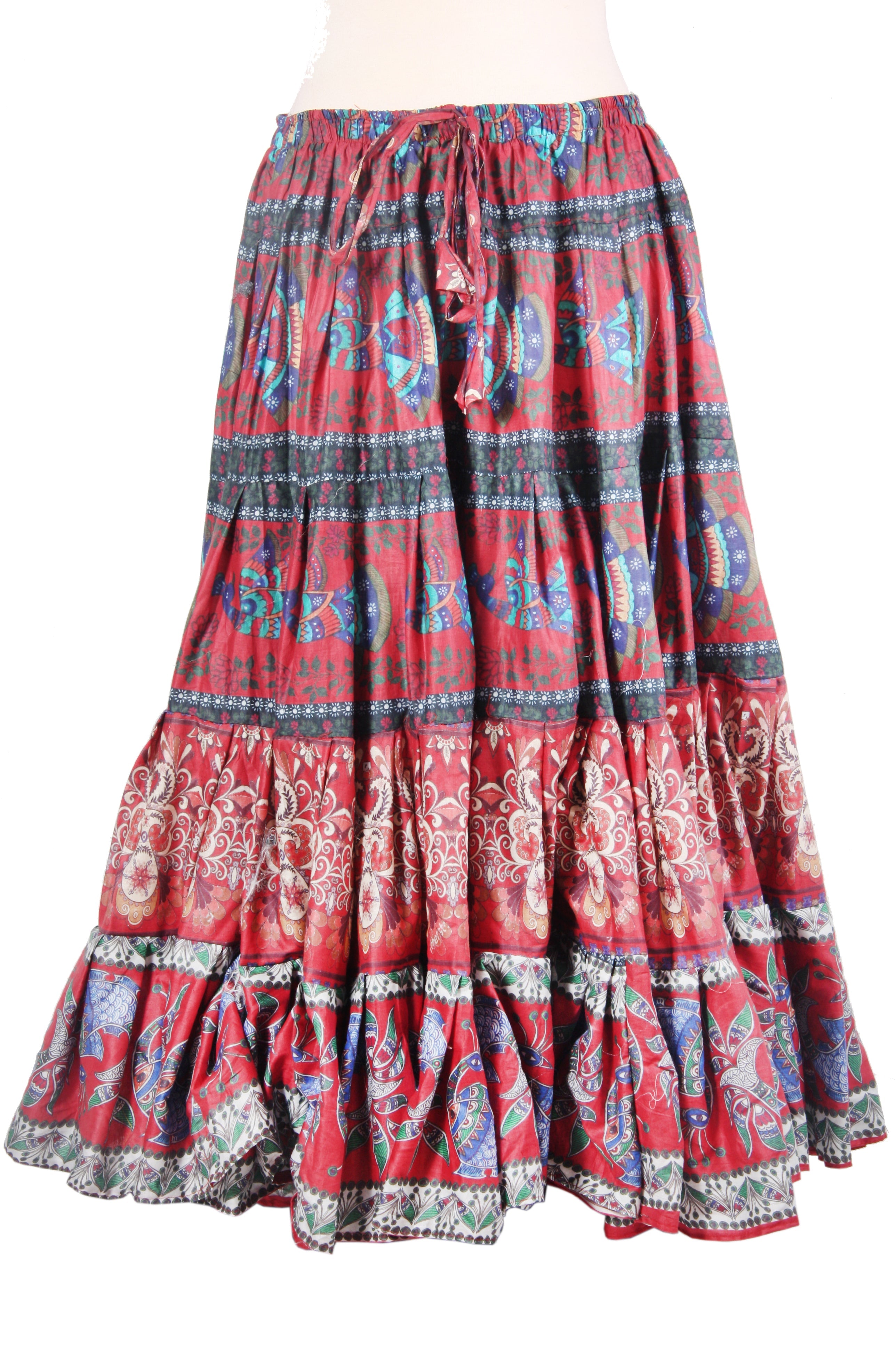 Digital print Skirt 2018 Burgundy Peacock Design