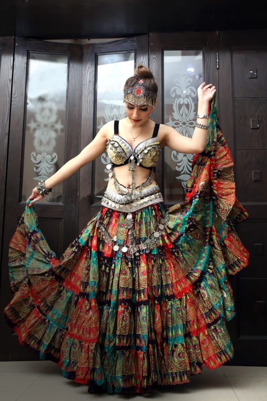 Block print skirt tie dye Beauty 4 Border skirt multi