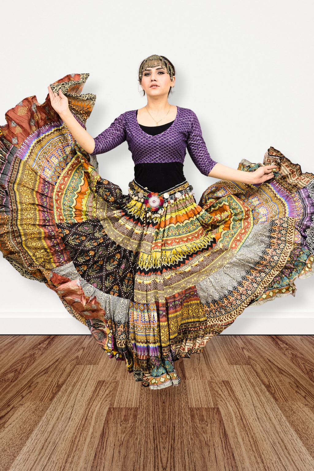 Digital print Patchwork skirt WLS