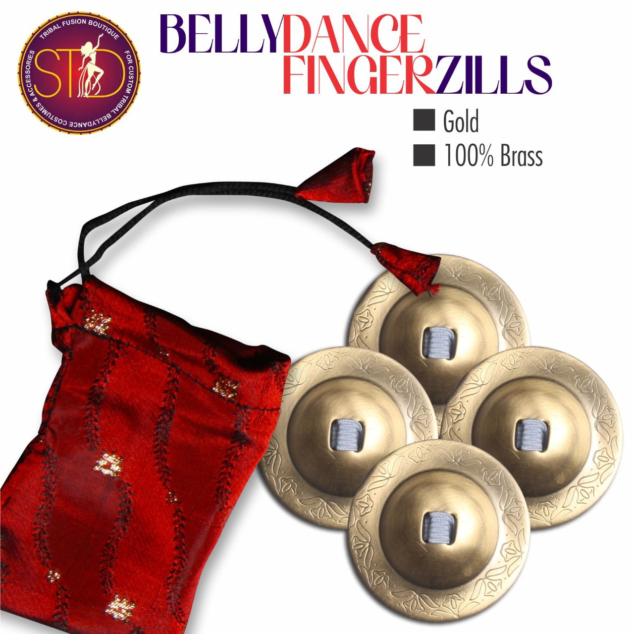 Finger Cymbals / Zills Gold finish 100% Brass 4 pcs Set