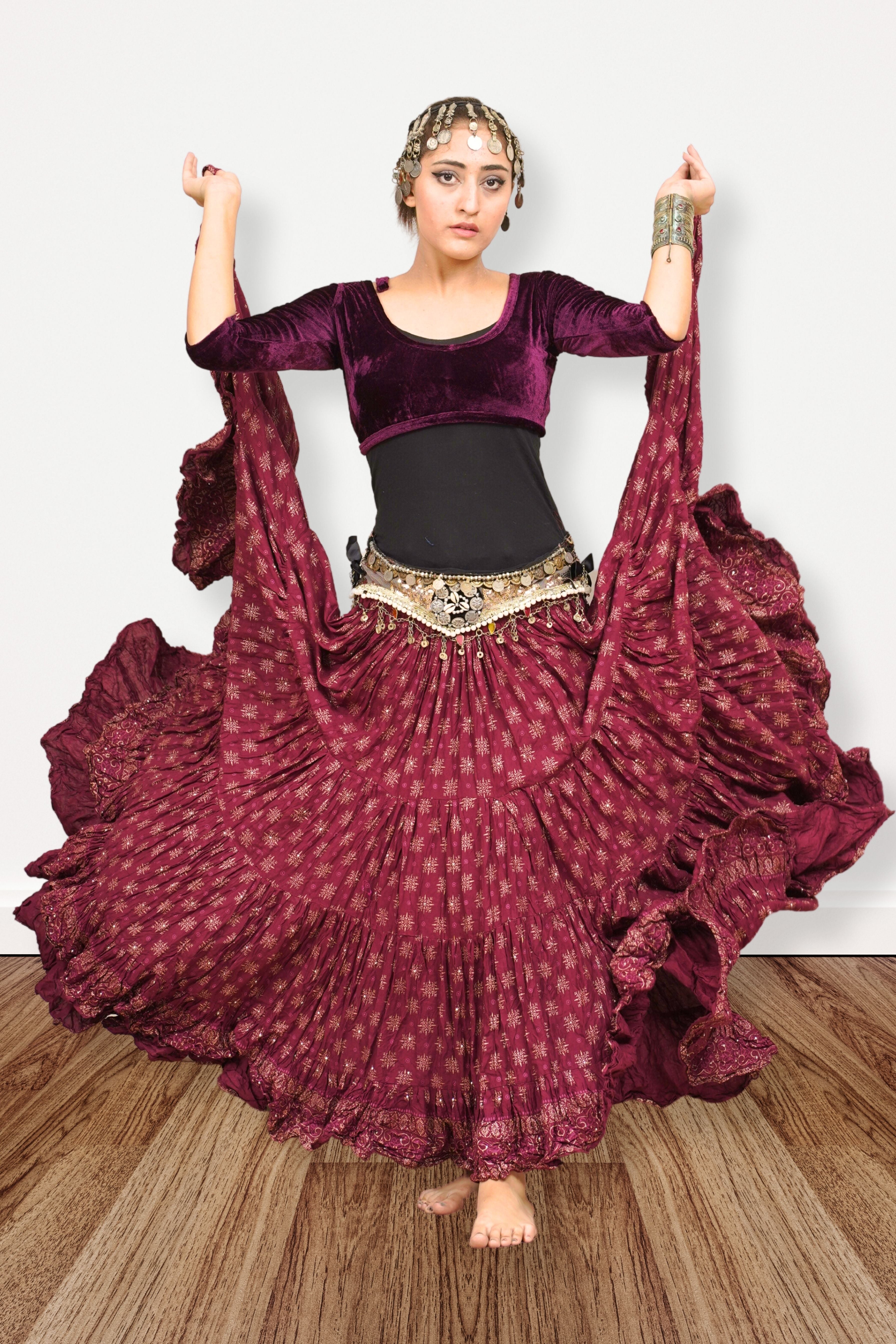 Block print skirt Burgundy WLS