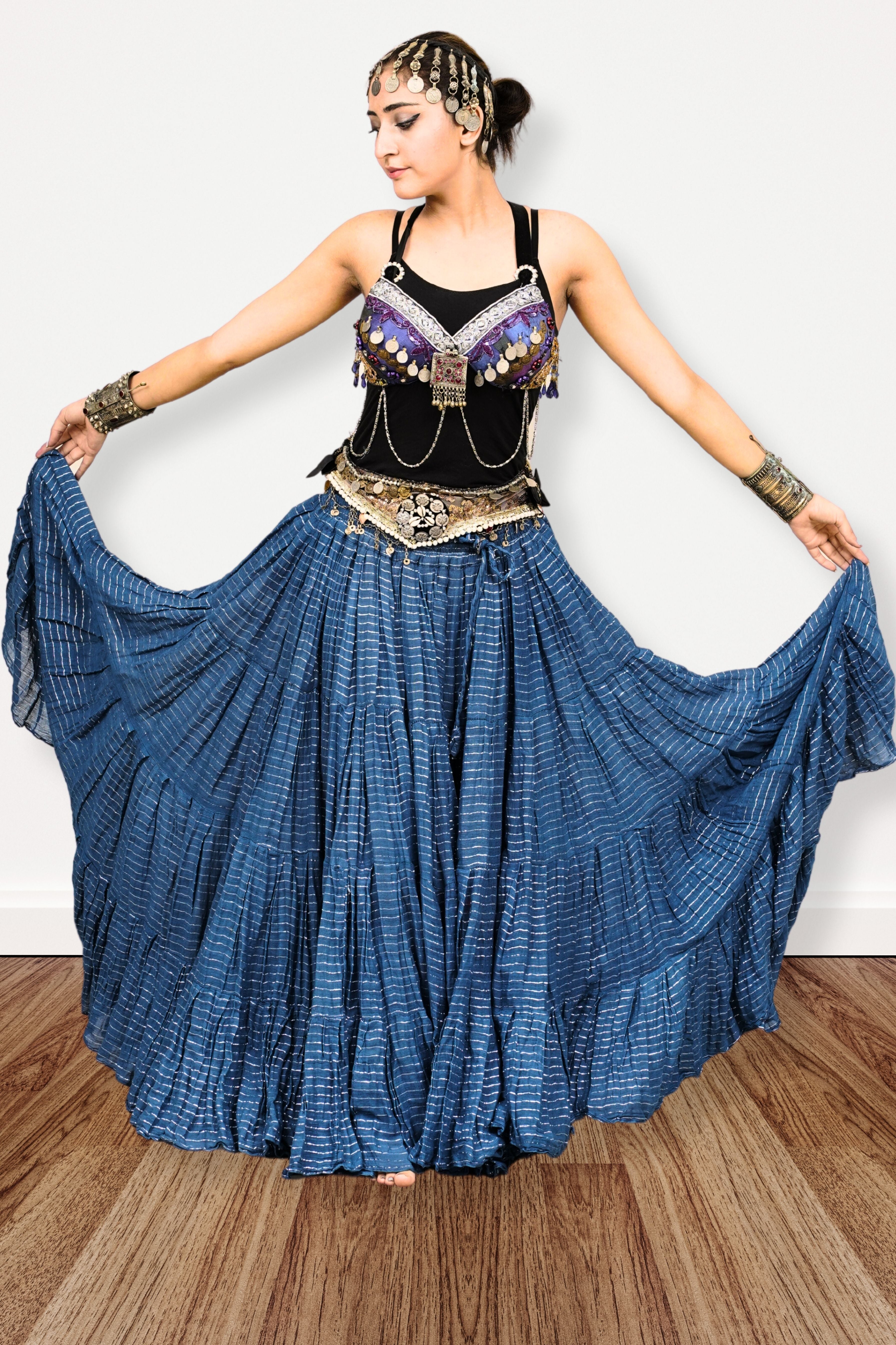 Lurex solid Skirt blue WLS