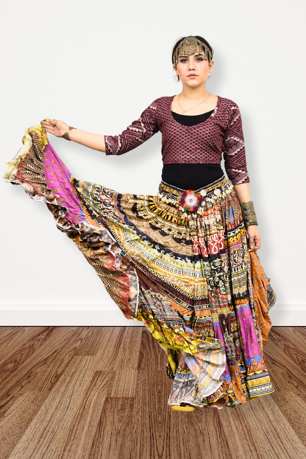 Digital print patchwork Skirt