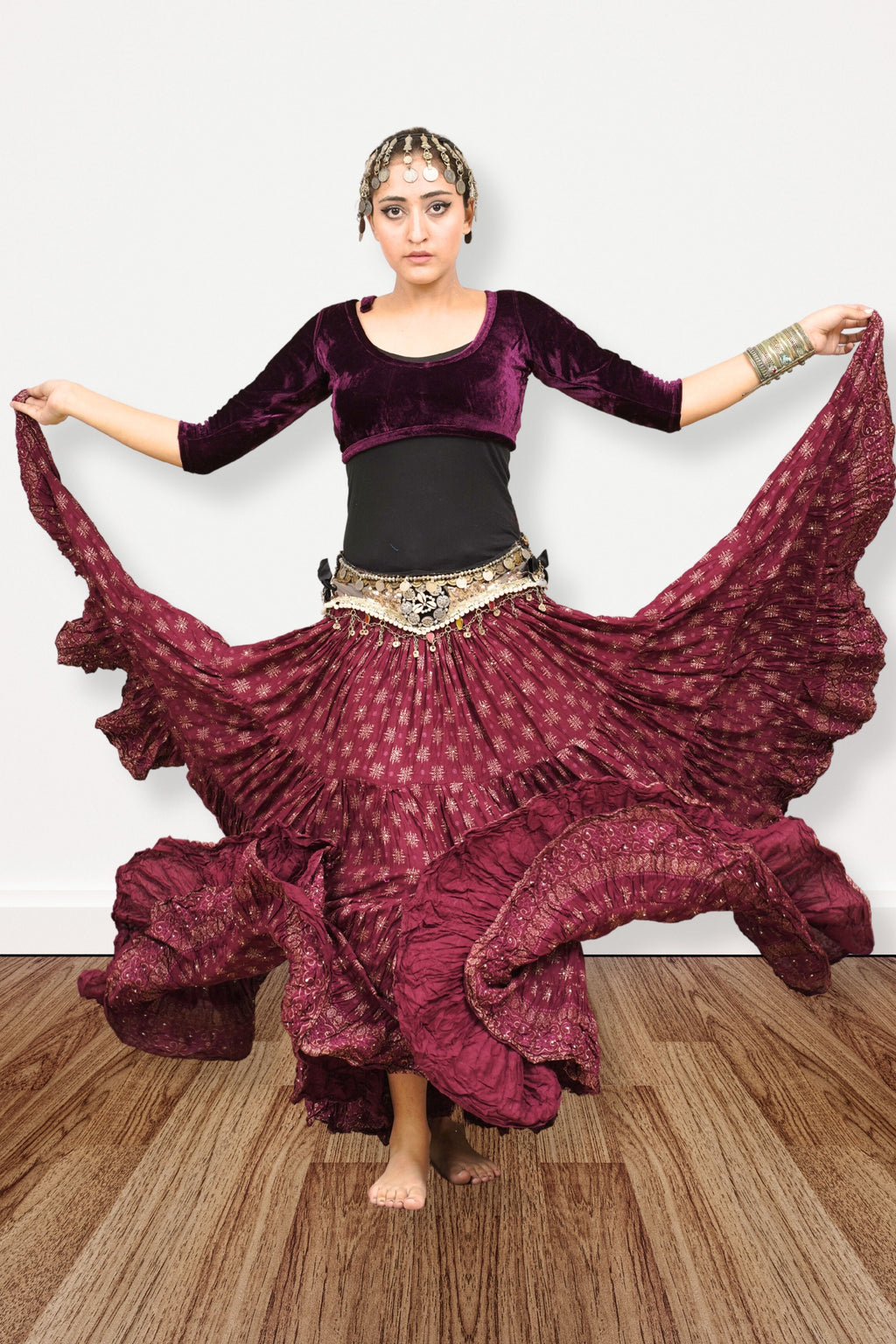 Block print skirt Burgundy