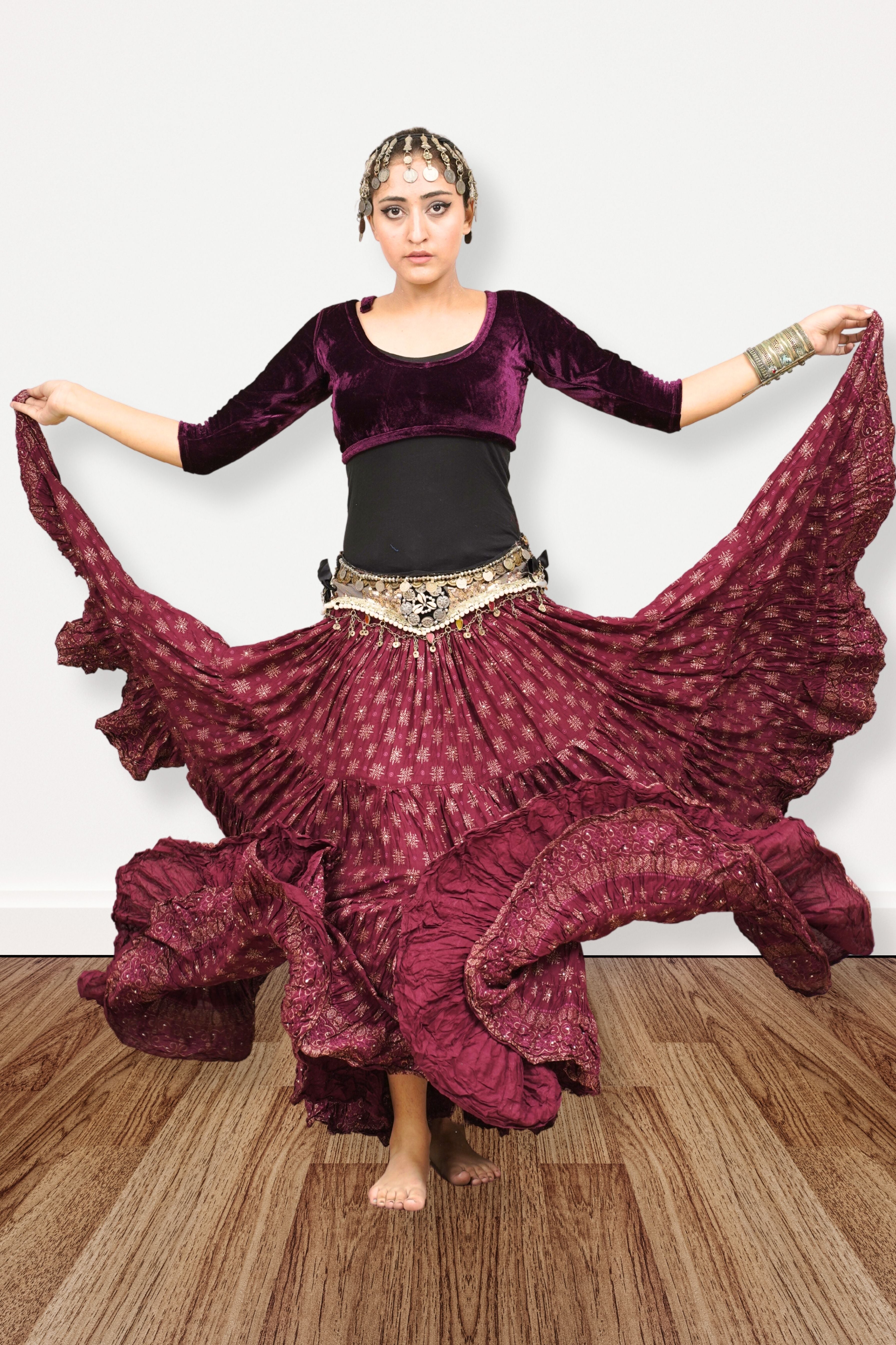 Block print skirt Burgundy WLS