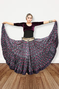 Block print Jaipur skirt burgundy dots