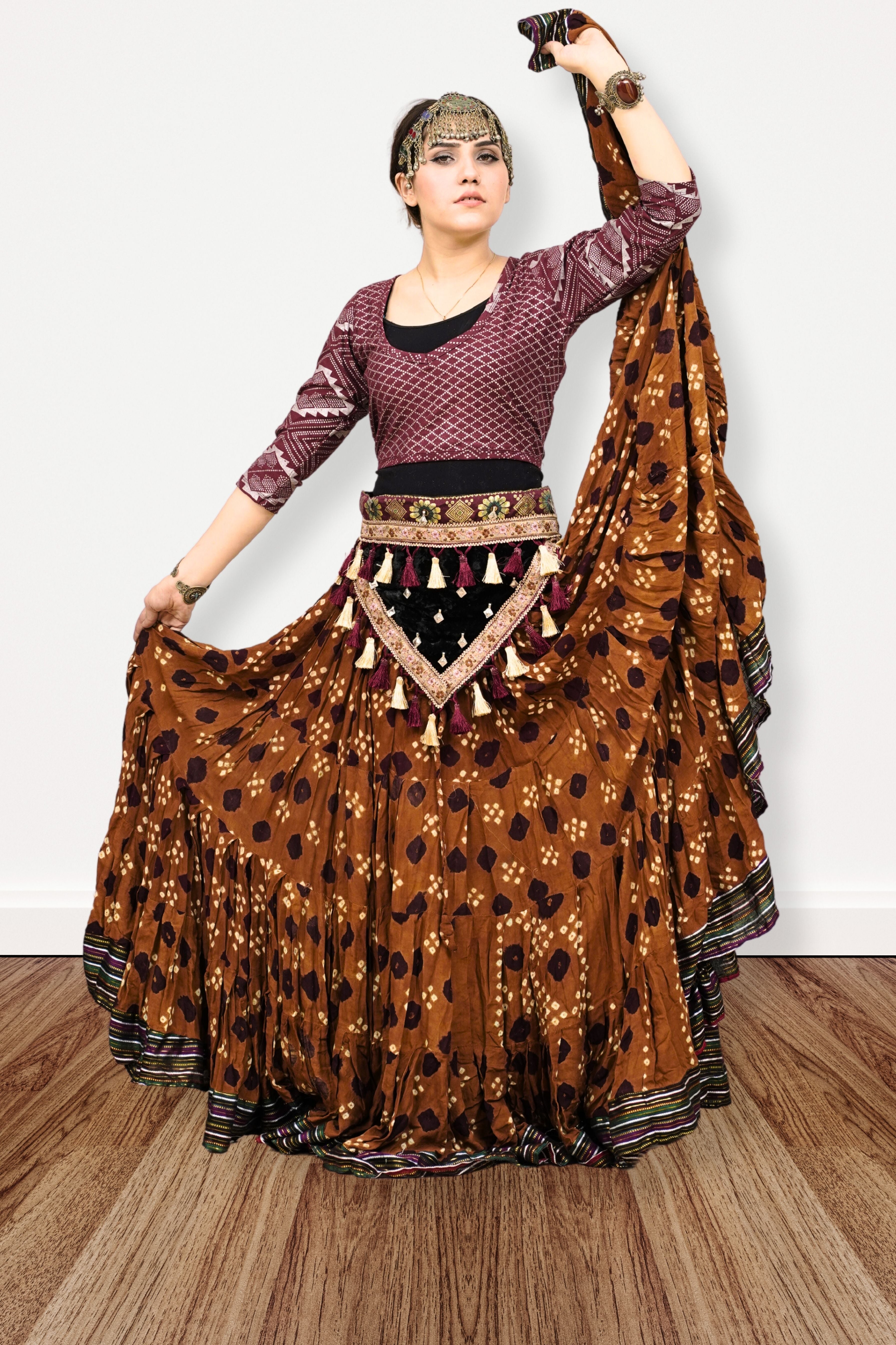 Block print Jaipur skirt sunset