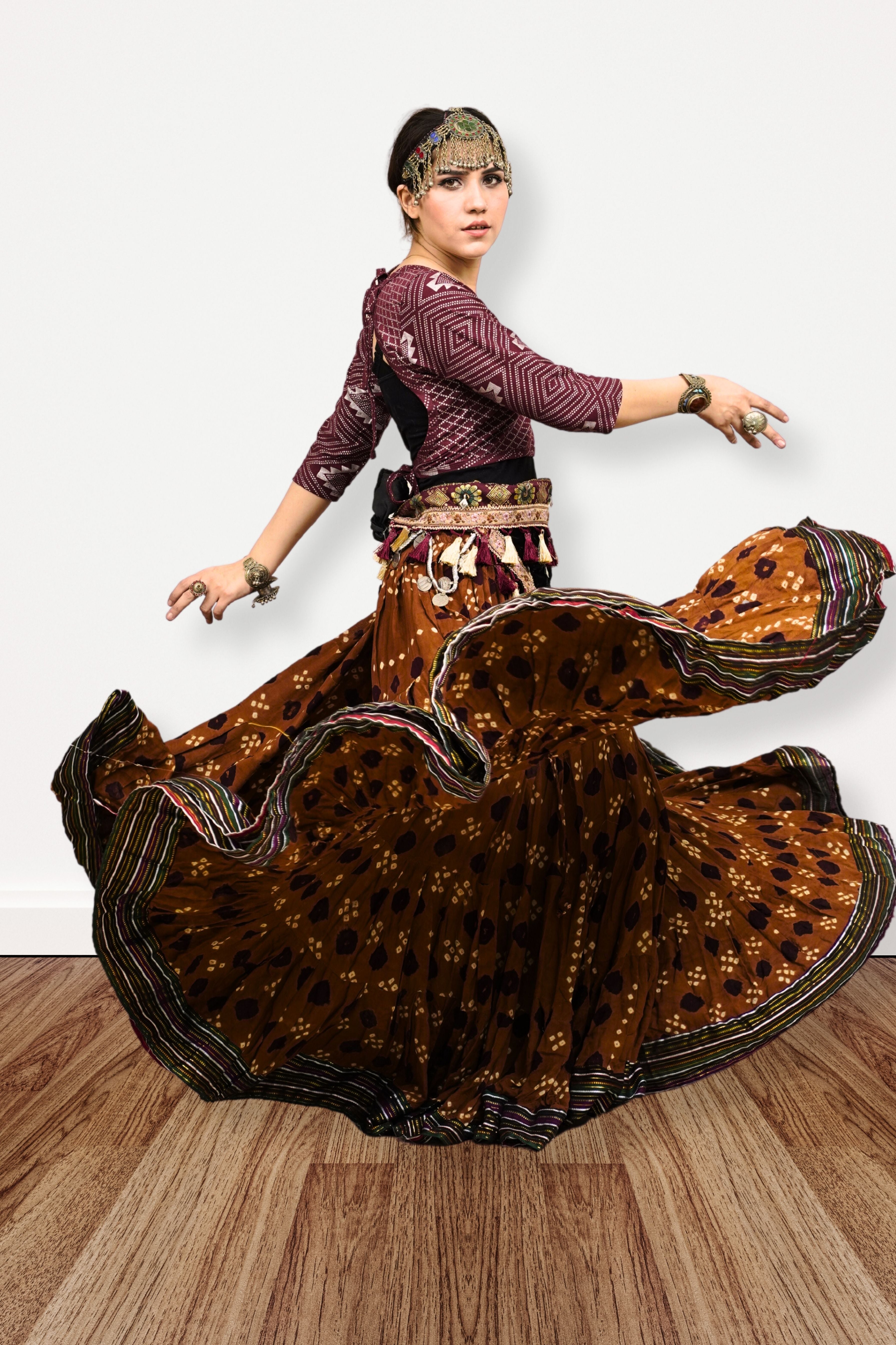 Block print Jaipur skirt sunset