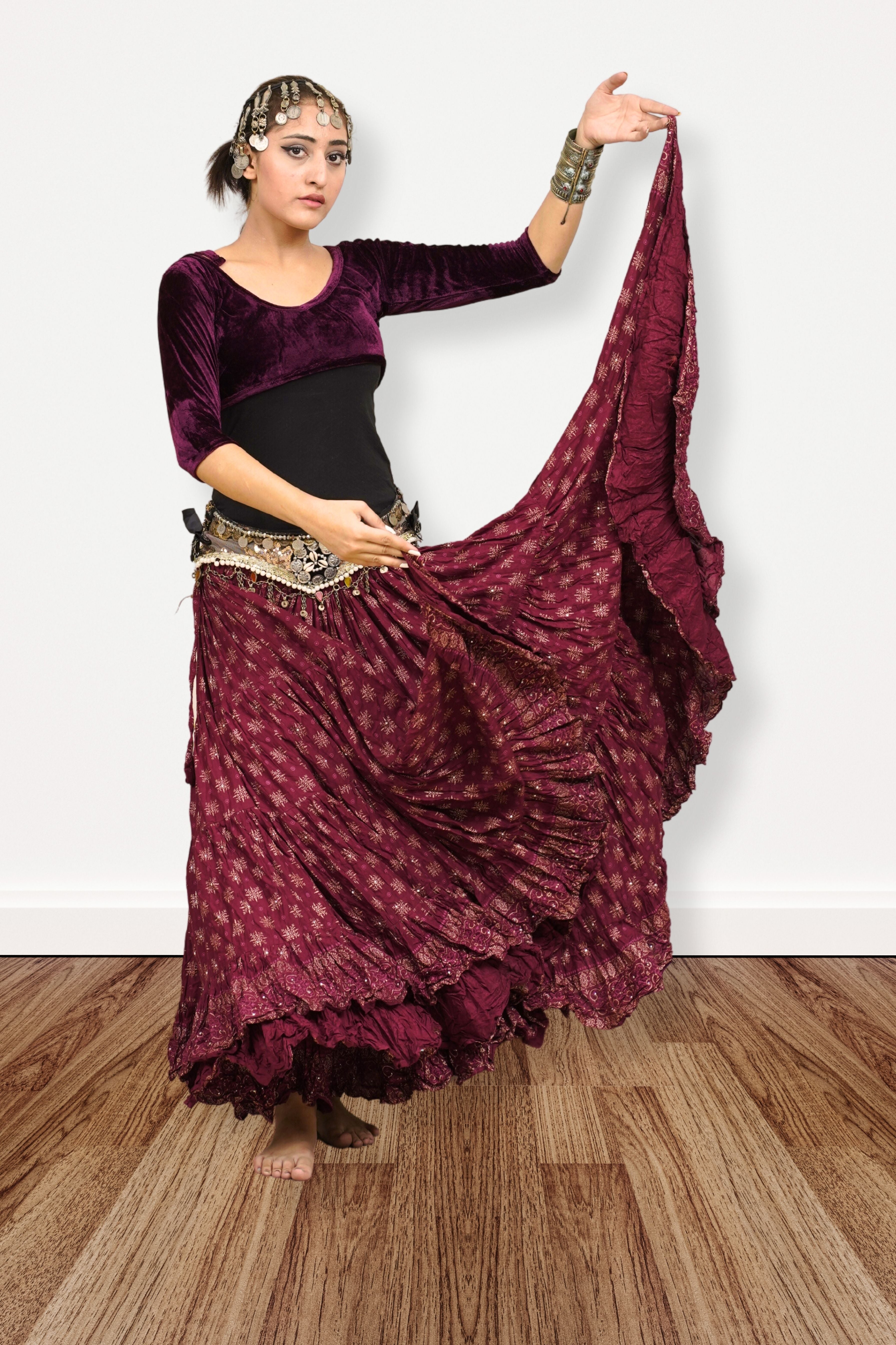 Block print skirt Burgundy WLS