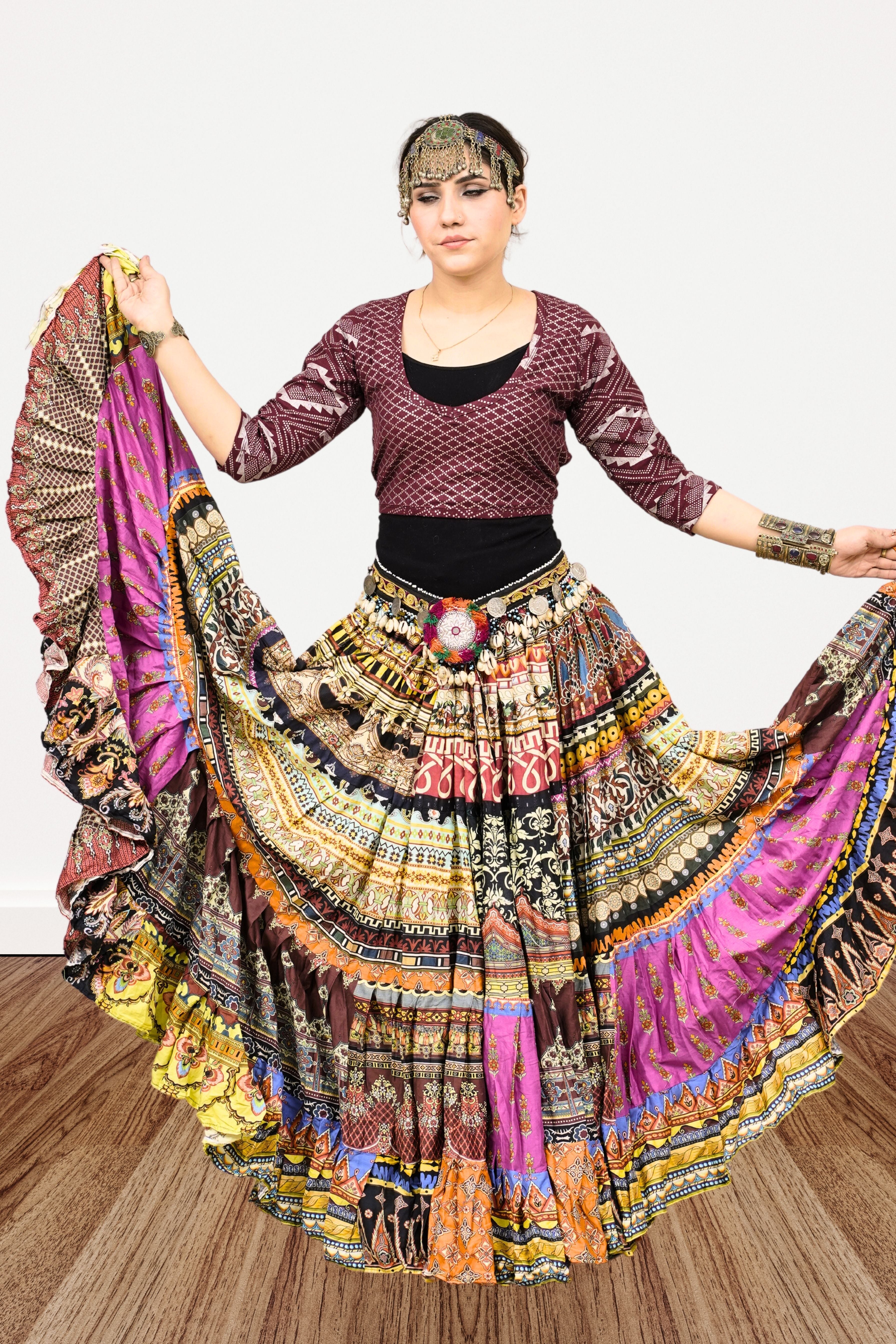 Digital print patchwork Skirt