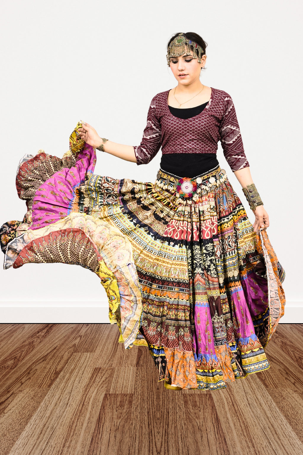 Digital print patchwork Skirt