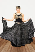 Block print Assuit pattern skirt black/silver foil printing WLS