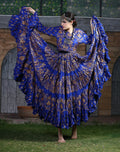 Block print Oriental Border Choli/halter top Blue/Gold