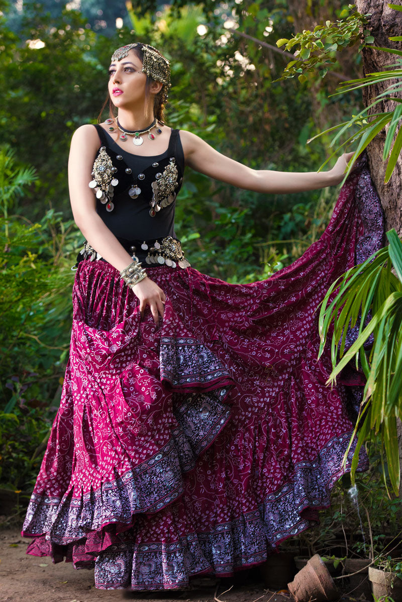 Jodha Maharani Skirt Burgundy WLS