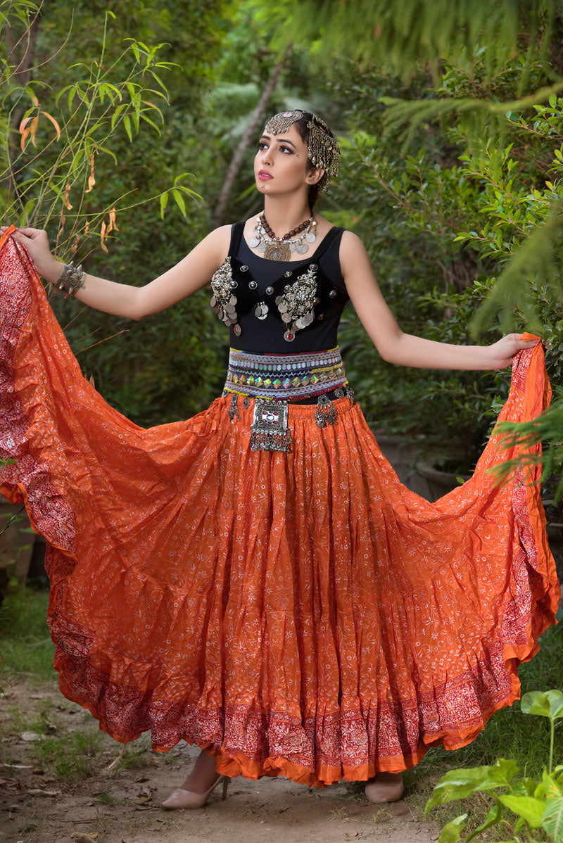 Jodha Maharani Skirt Orange WLS