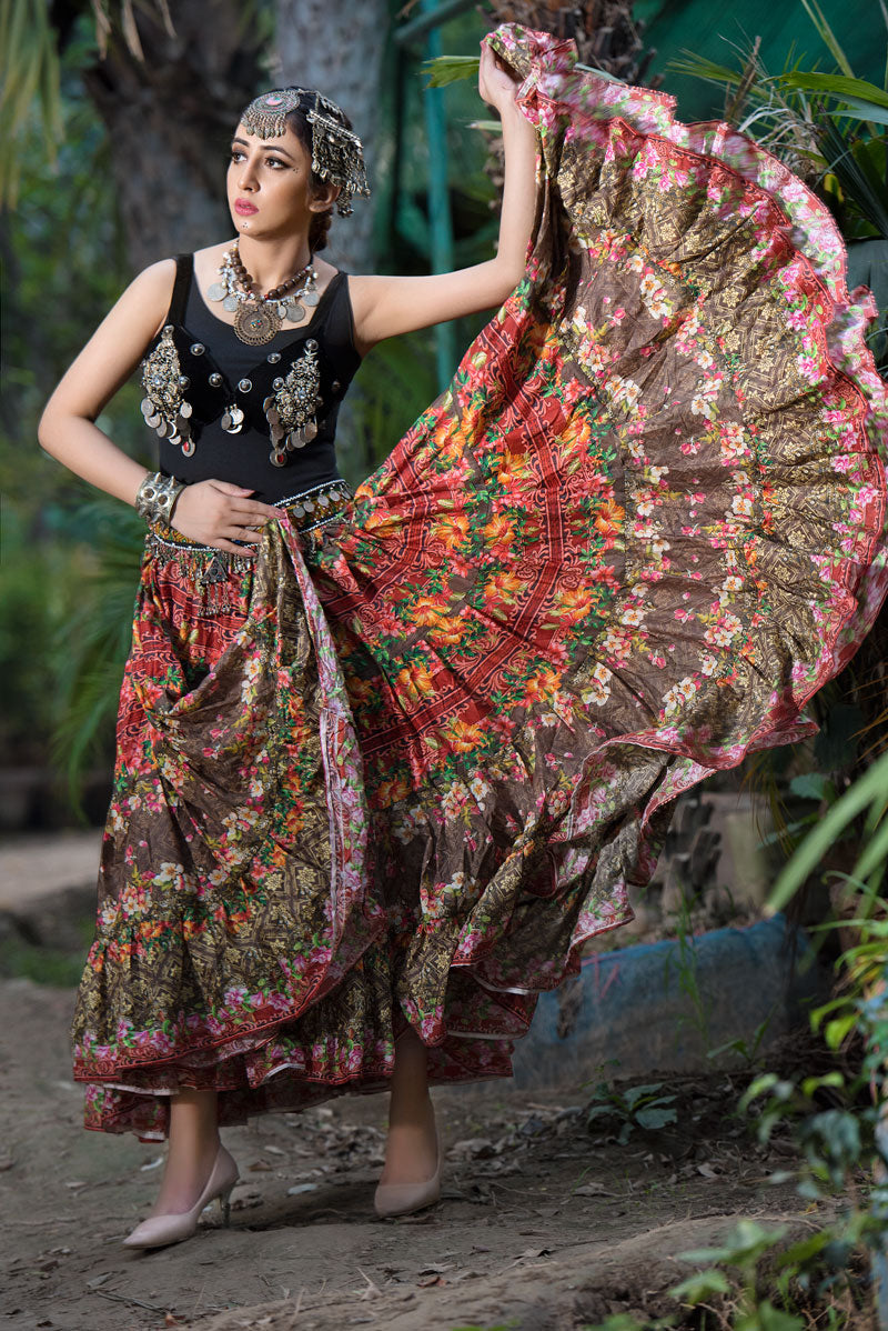 Digital print skirt floral garden WLS