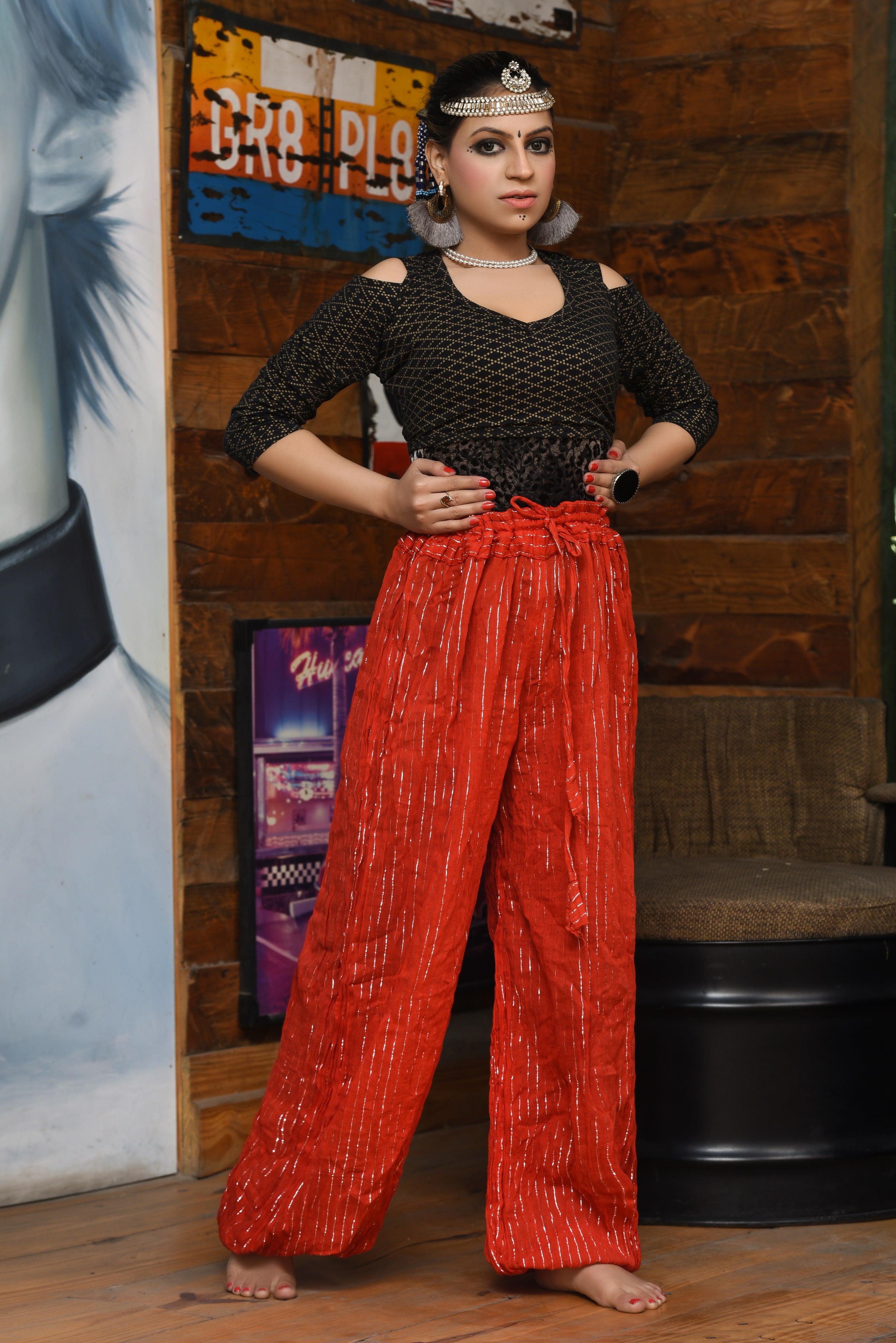 bloomer lurex red