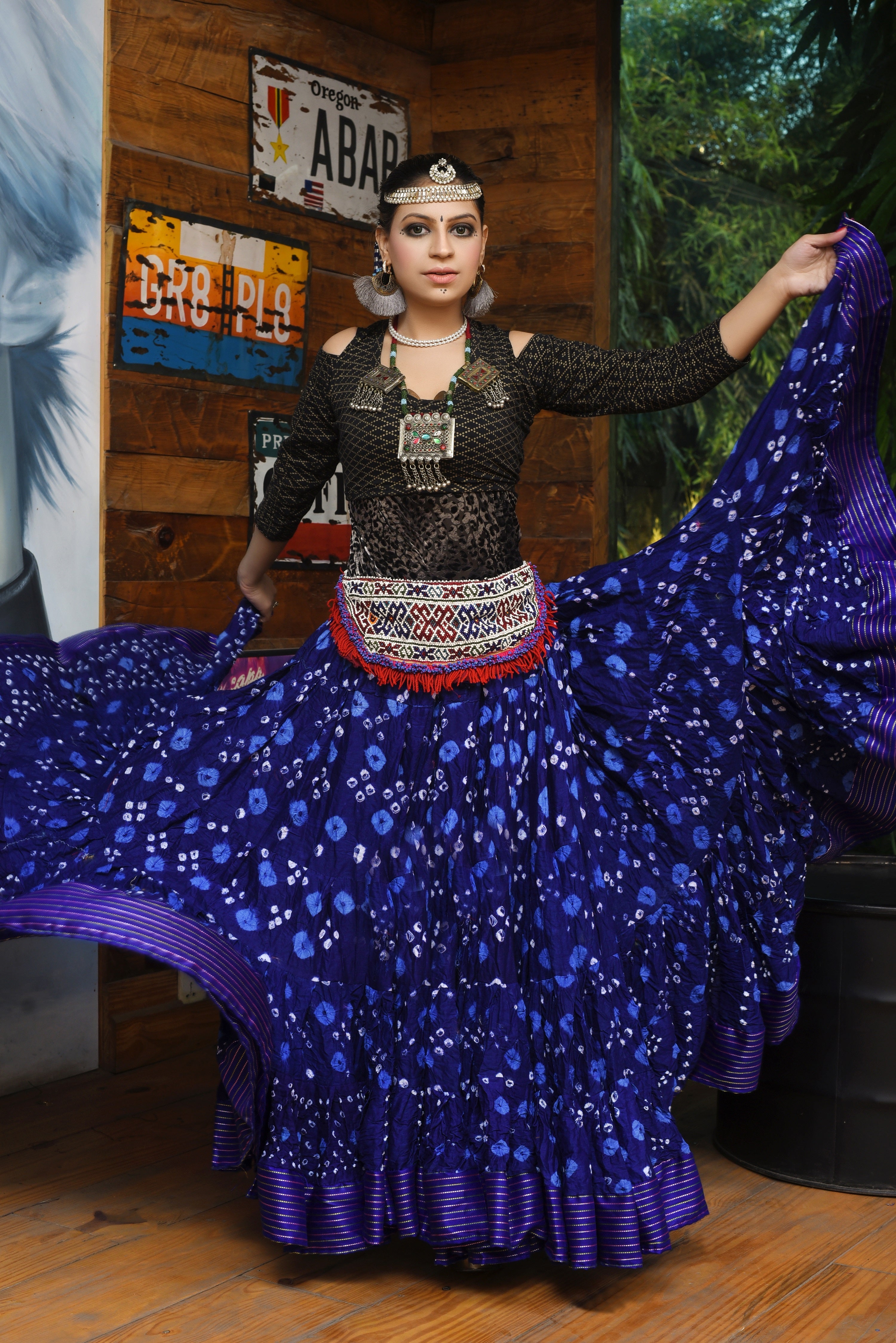Jaipur multi dot padma skirt blue