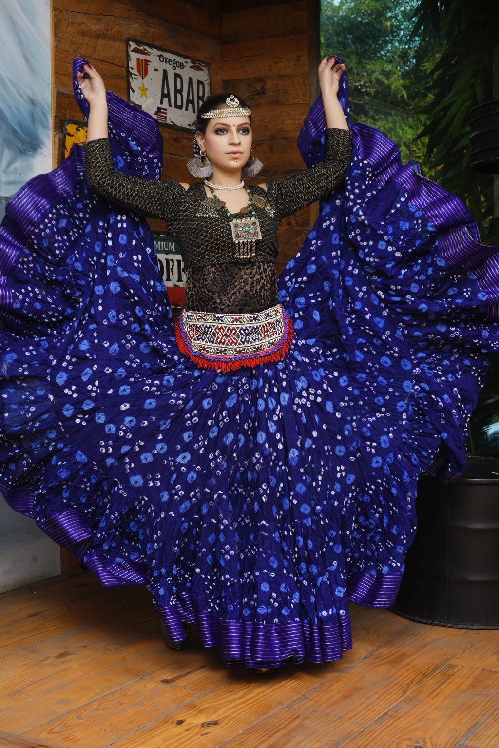 Jaipur multi dot padma skirt blue