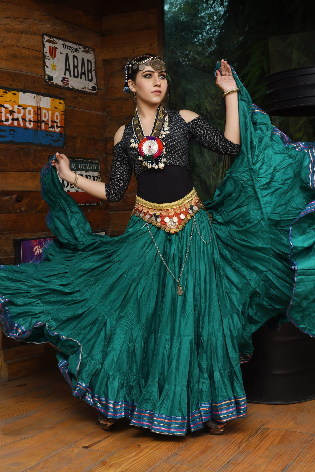 Padma Ashwarya skirt green
