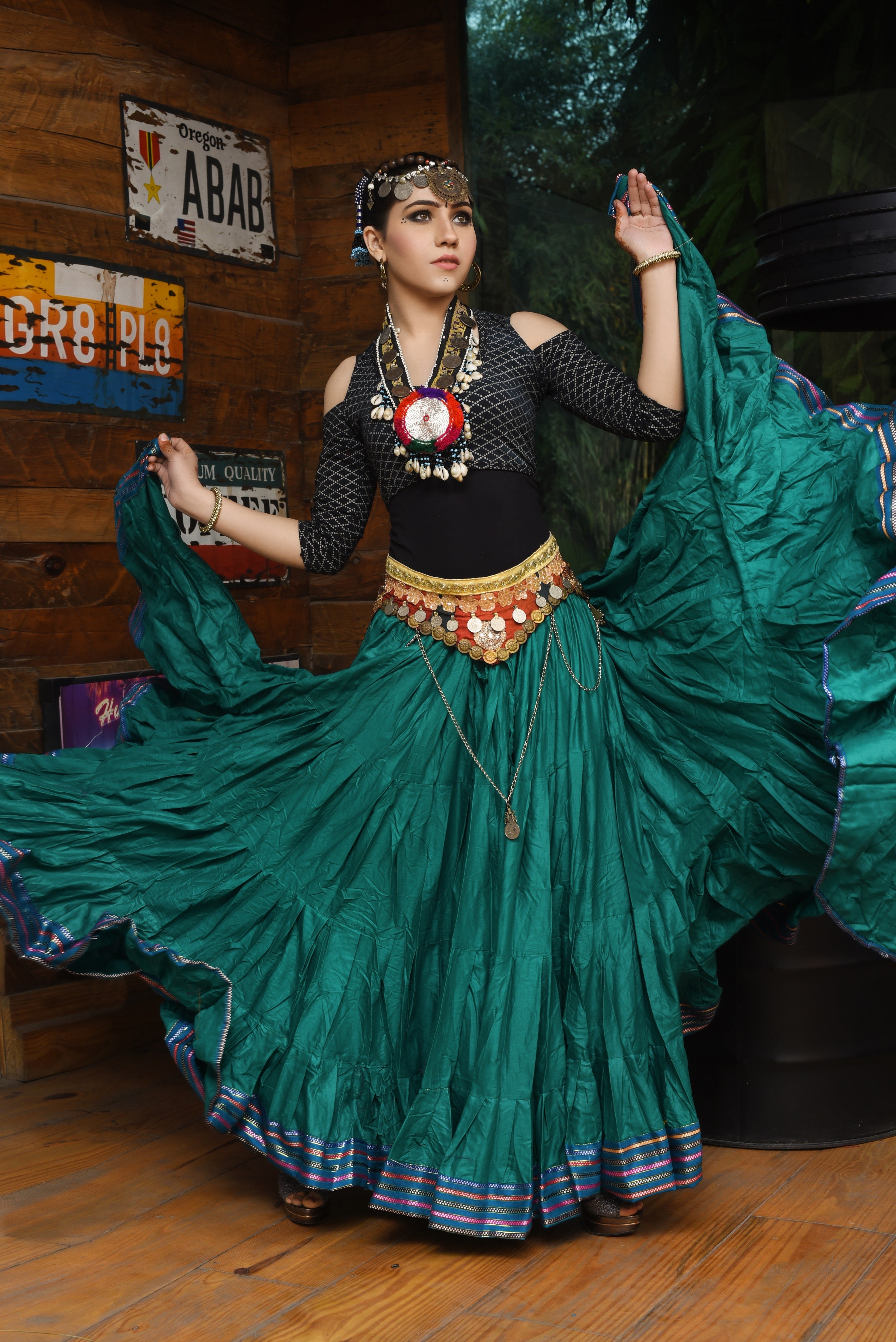 Padma Ashwarya skirt green