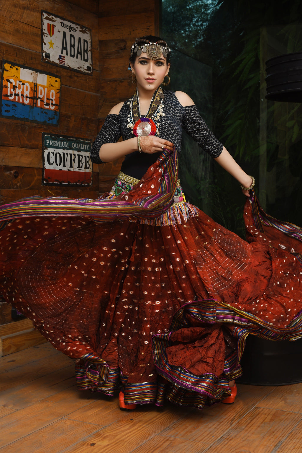 Senoritas skirt copper with padma border WLS