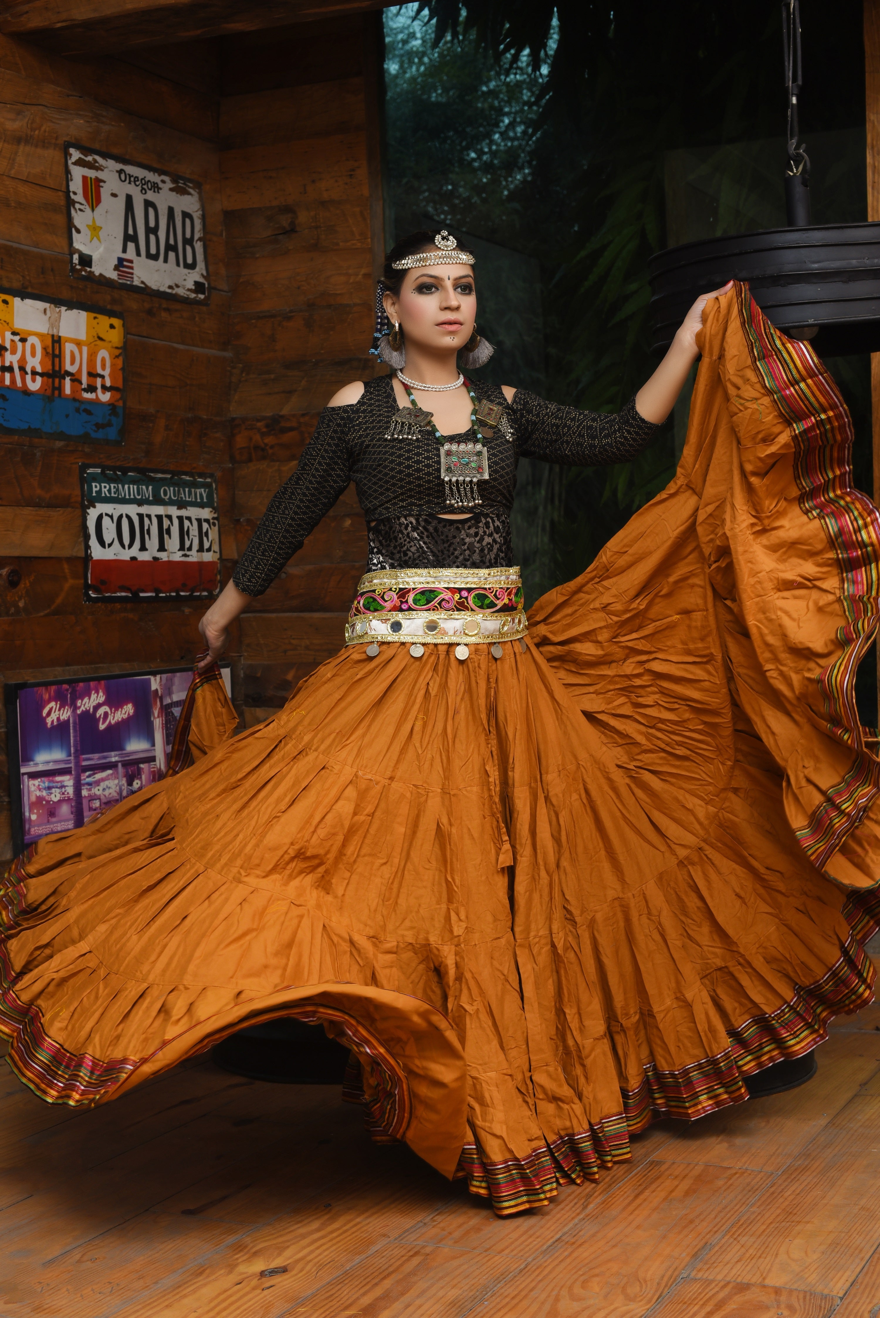 Padma Ashwarya skirt gold