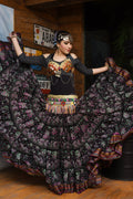 Block print funky paisley skirt with Padma border WLS