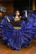 Block print assuit skirt blue/silver in polyester WLS
