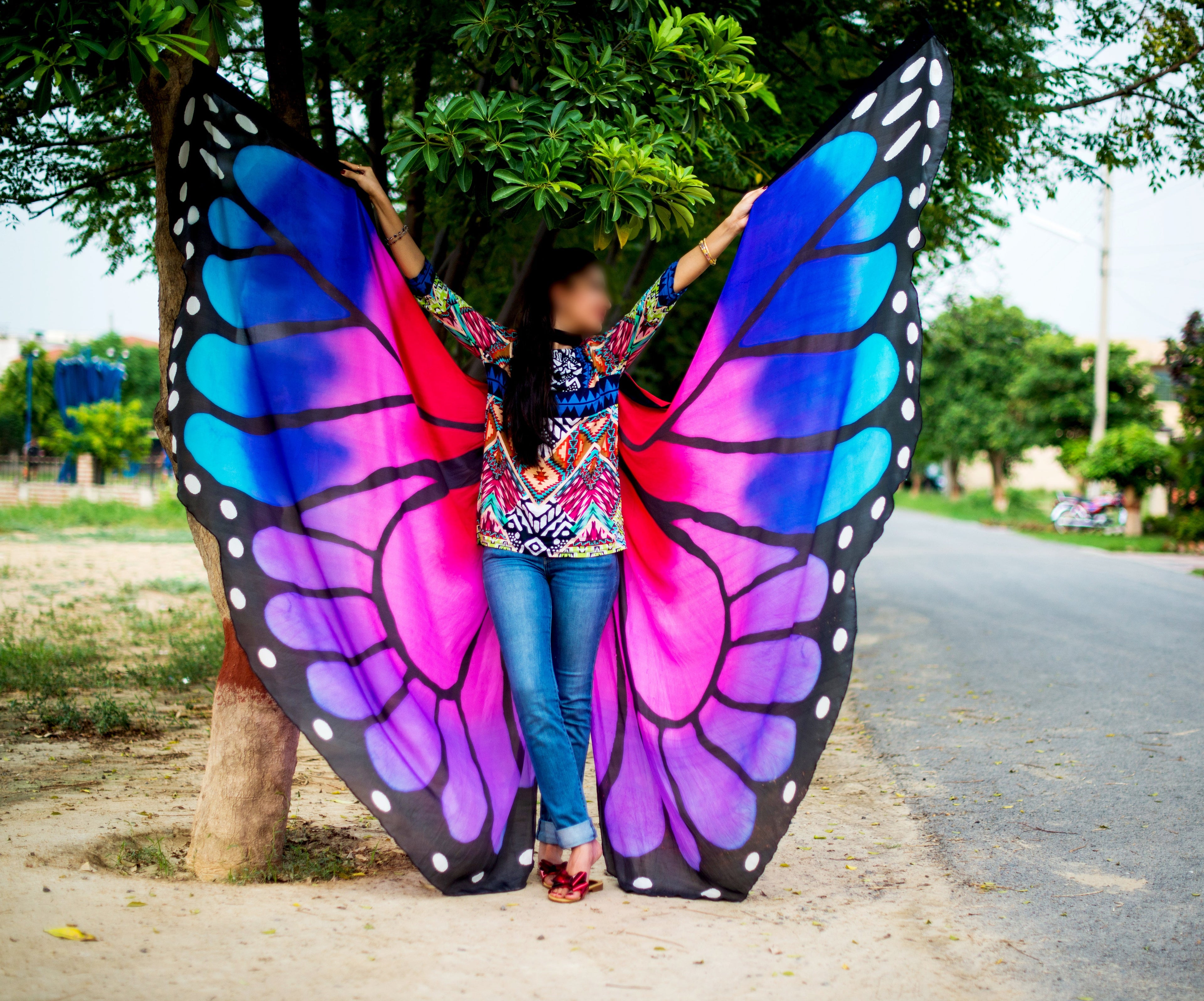 Butterfly Silk Isis Wings red/pink/purple/turquoise