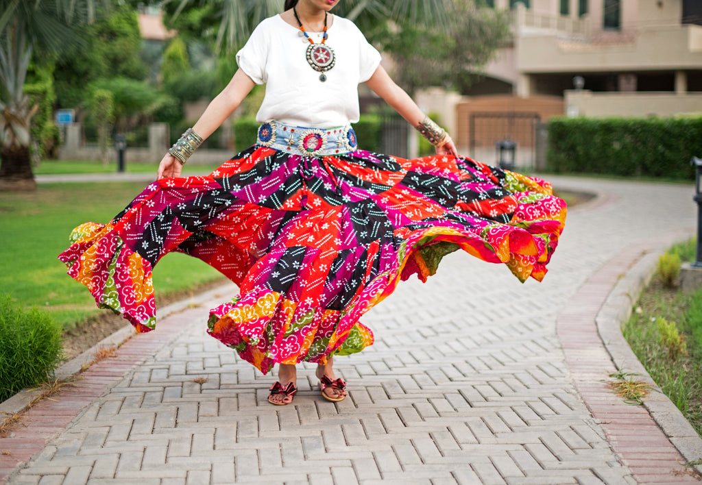 Multi block print skirt hawai