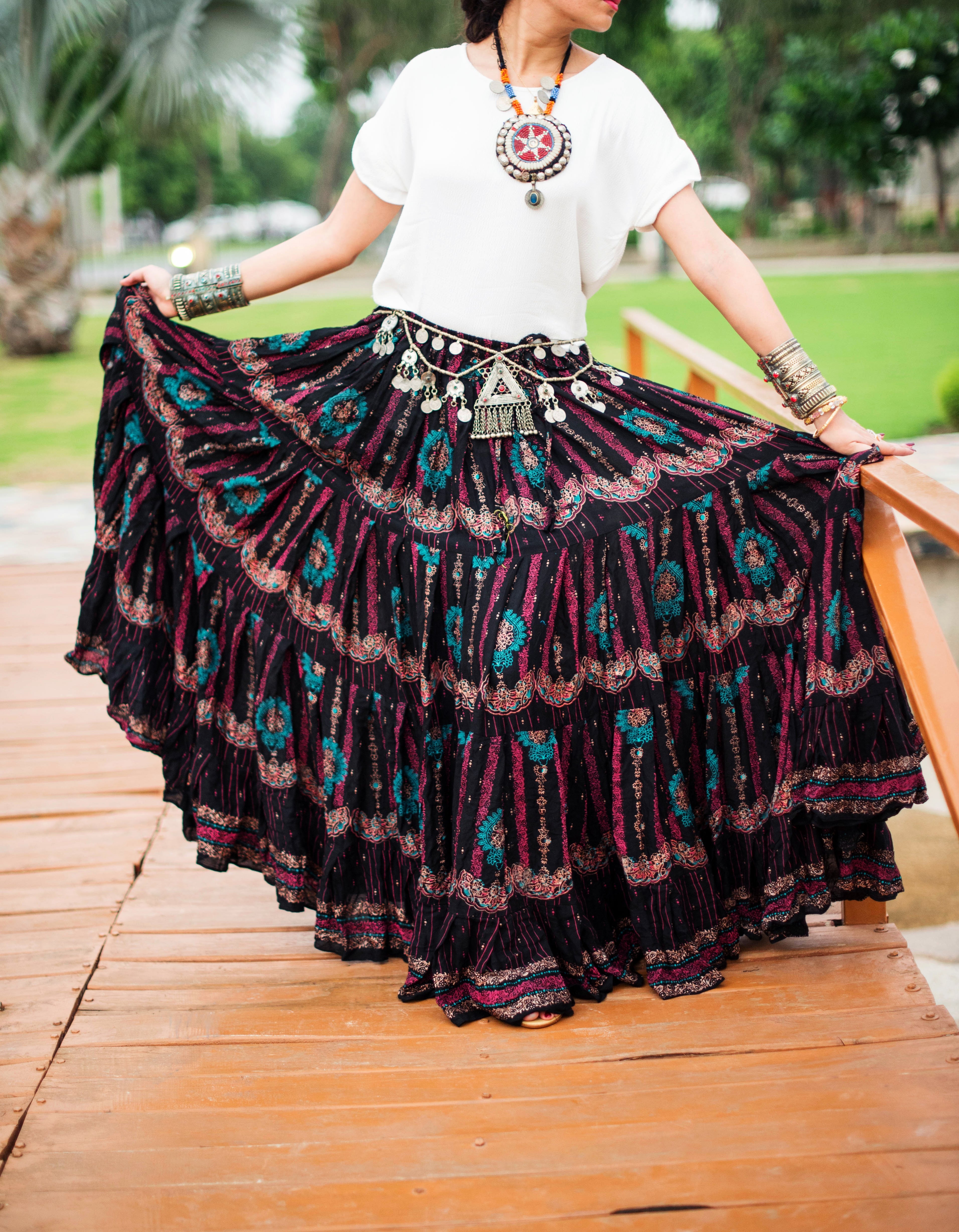 Block print Skirt black New Collection
