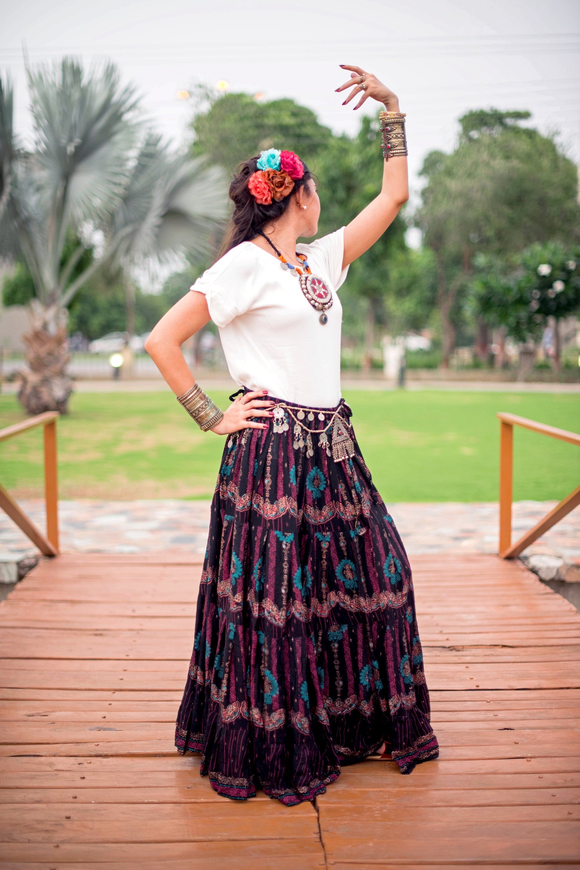 Block print Skirt black New Collection