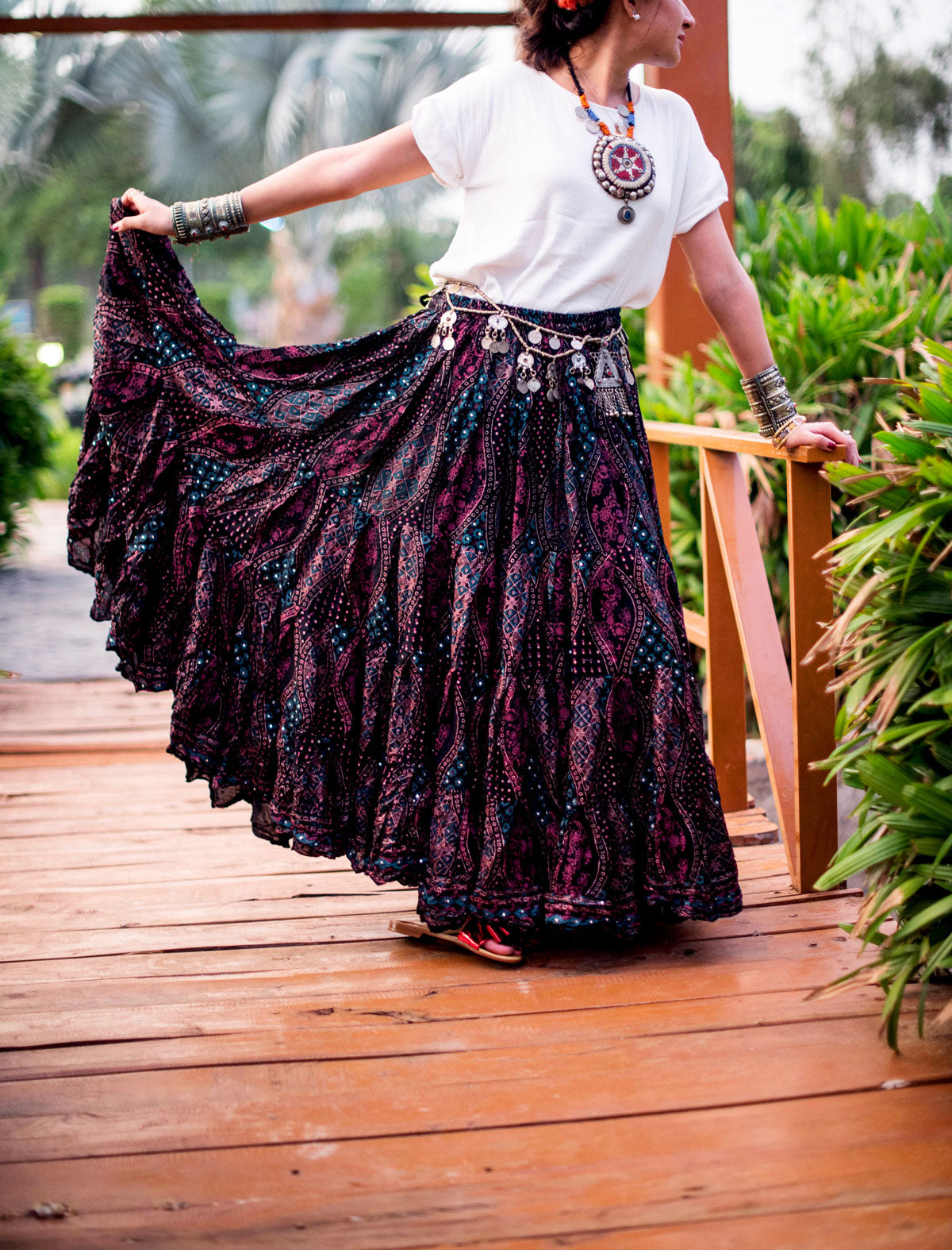 Block print Skirt black/multi