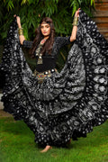 Block print skirt Oriental Border Black/Silver