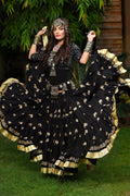 Black skirt with gold embroidery gold Border WLS