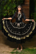 Black skirt with gold embroidery gold Border WLS