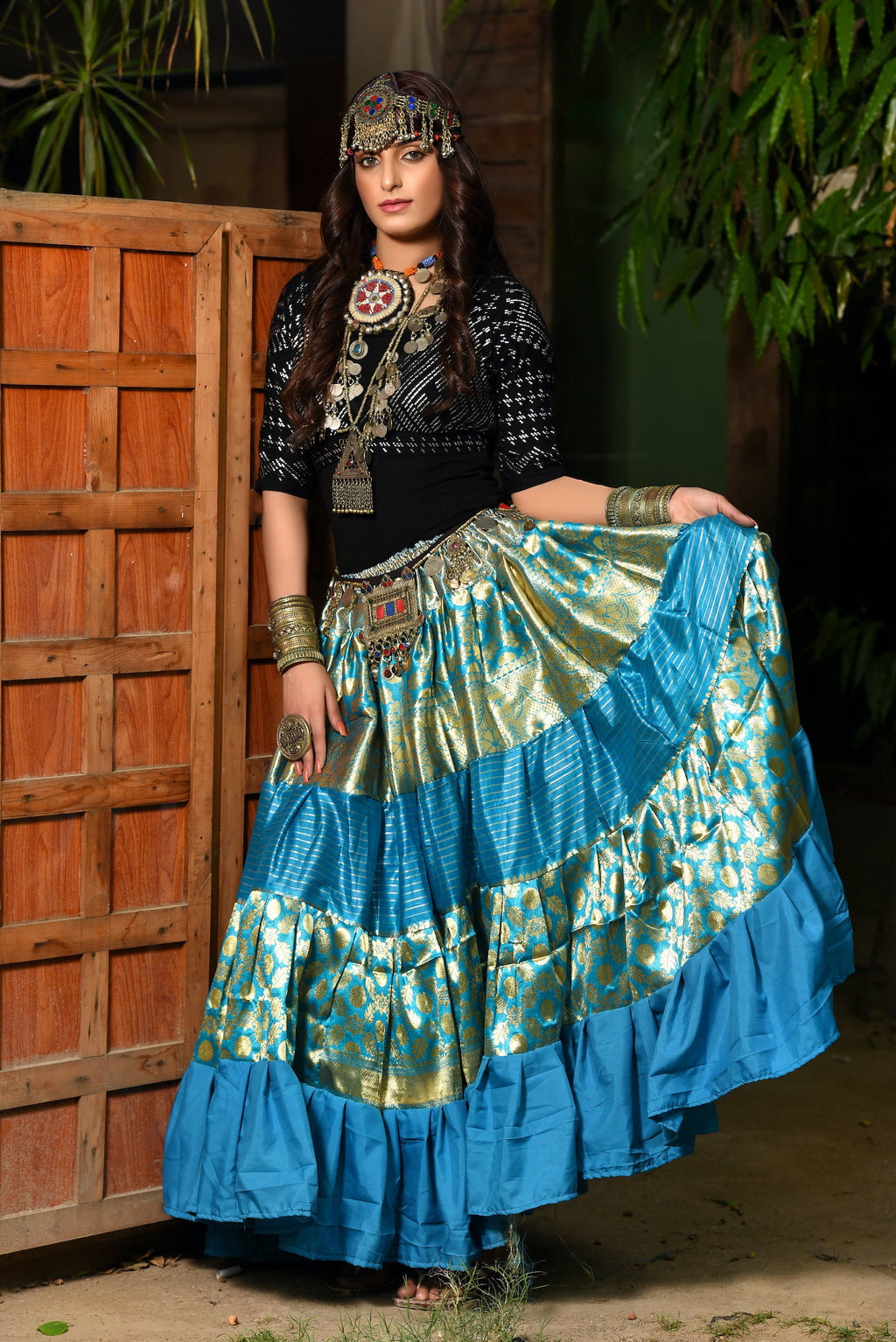 Turqouise banarsi skirt #2