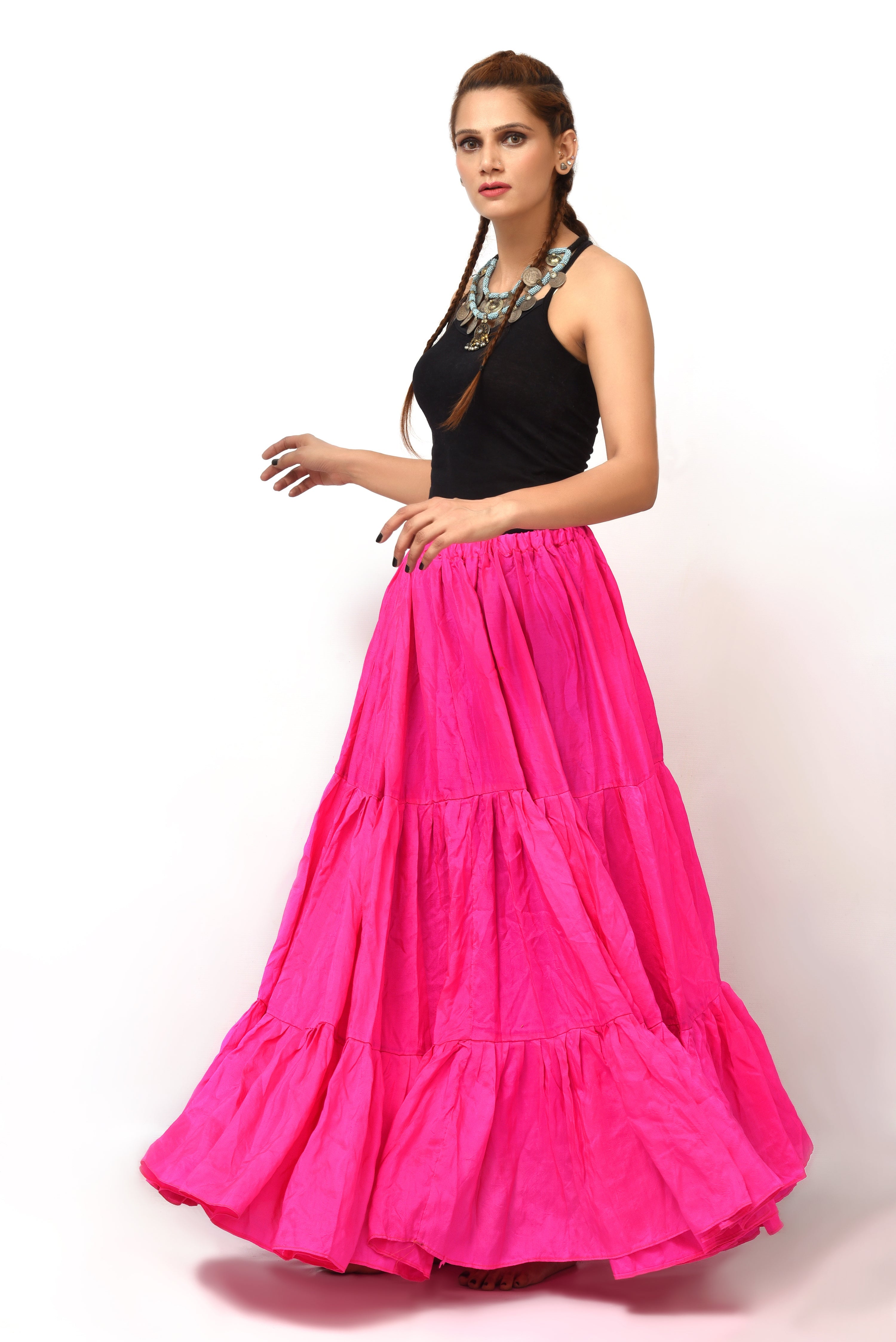 Solid color Skirt fuchsia 100% cotton