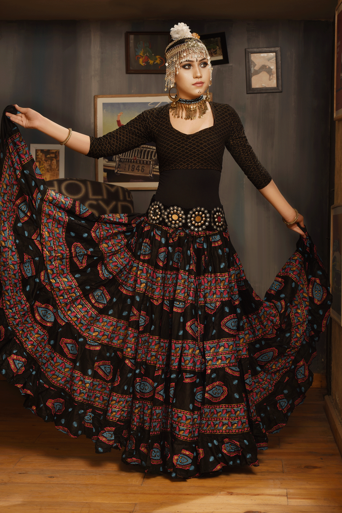 Block print skirt Sahar WLS