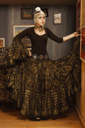 Block print Assuit pattern skirt Black/Gold Design #2 WLS